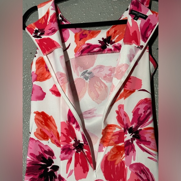 Mario Serrani Fitted White Dress Floral Print Sleeveless Women’s Size 2 Party - Picture 14 of 16